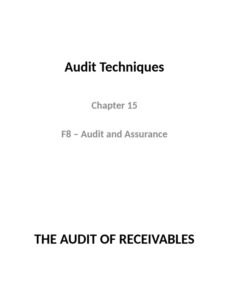 F8 - Audit and Assurance Chapter 15 | PDF | Debits And Credits ...