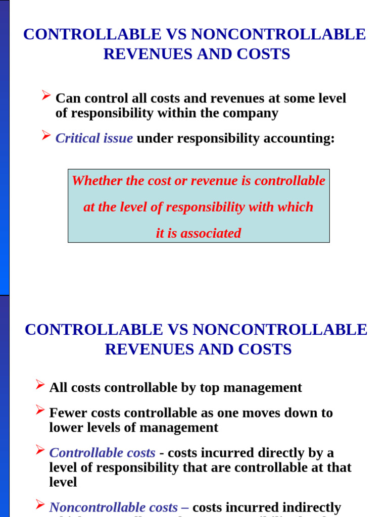 MA - Contralable Vs Non Controable Rev and Cost | PDF | Return On ...