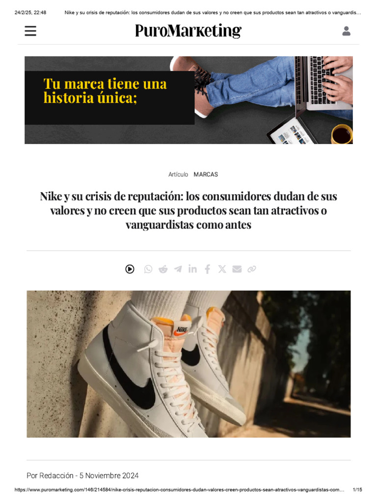 Nike y Su Crisis de Reputación - Los Consumidores Dudan de Sus Valores ...