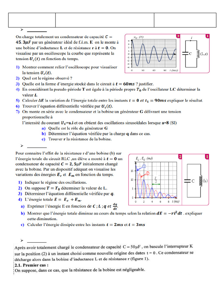 Oscillations libres dans un circuit RLC | PDF
