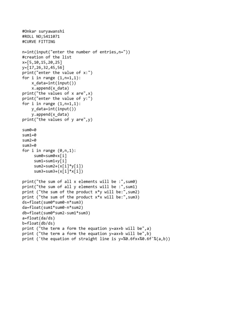 Curve Fitting with Python Code | PDF