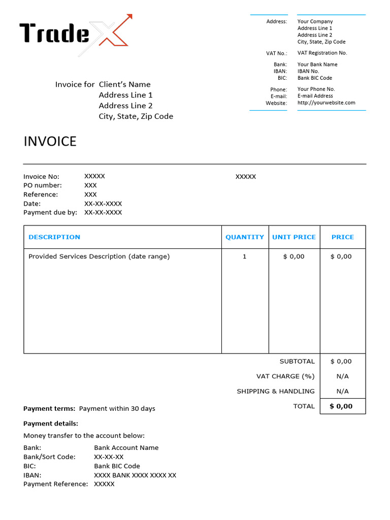 Sample Invoice Template Word For Freelancers | PDF