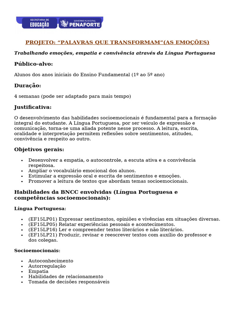 Atividades Socioemocionais para Crianças | PDF | Emoções | Empatia