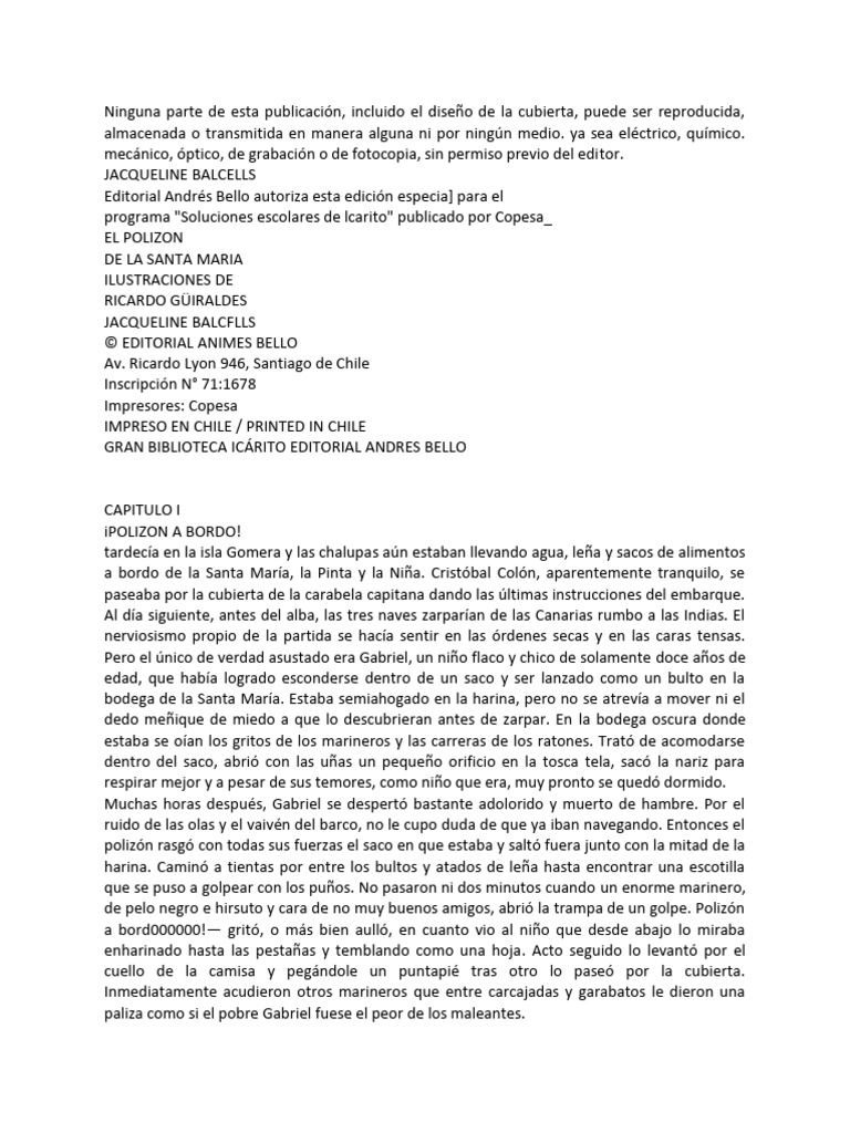 El Polizón de la Santa María | PDF | Cristobal colon | Noé