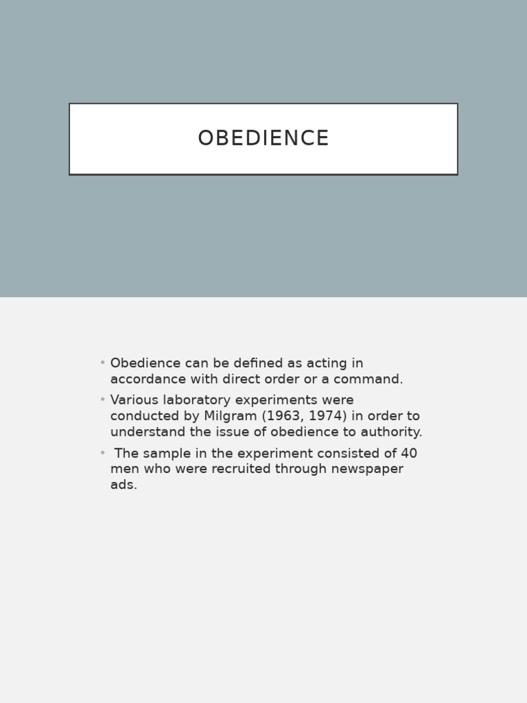 Obedience and Authority Experiments | PDF | Popular Psychology | Social ...
