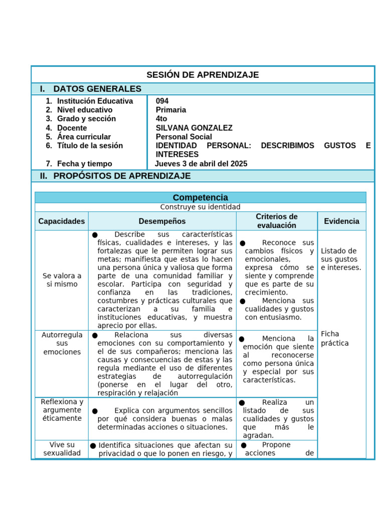 Identidad Personal en Primaria: Gustos e Intereses | PDF | Las ...