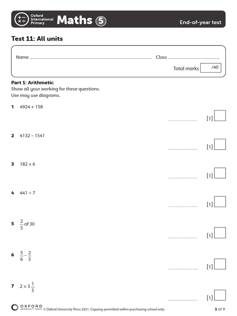 End of The Year Test Cambridge 5 - ST | PDF | Triangle | Euclidean Geometry