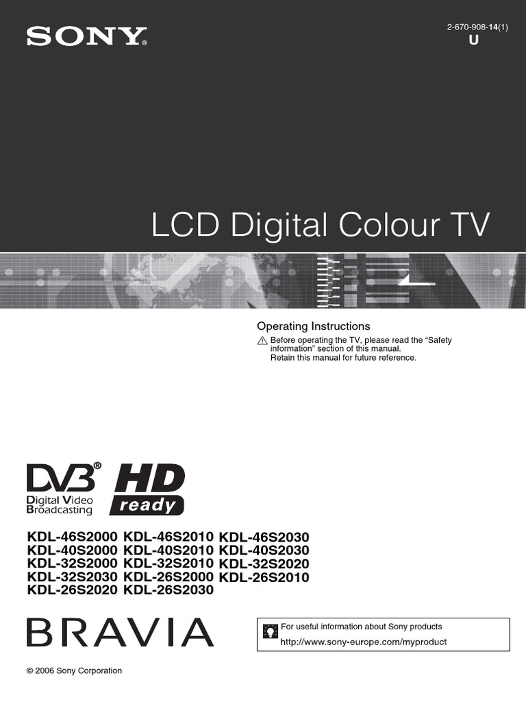 Sony KDL TV Retuning Guide | PDF | Electrical Connector | Television