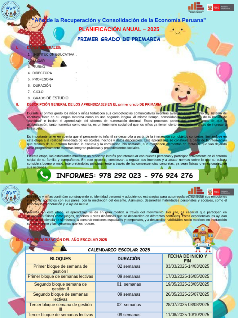 Planificación Anual Primer Grado 2025 | PDF | Datos | Aprendizaje