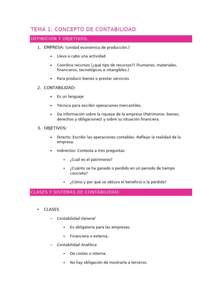 TEMA 1 Concepto de Contabilidad | PDF | Contabilidad | Economias
