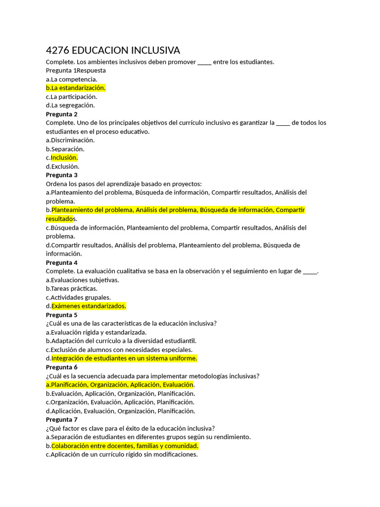 4276 Educacion Inclusiva | PDF | Plan de estudios | Evaluación