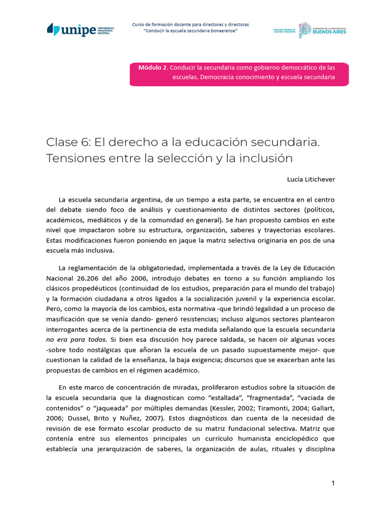 Inclusión y desafíos en la secundaria argentina | PDF | Educación ...