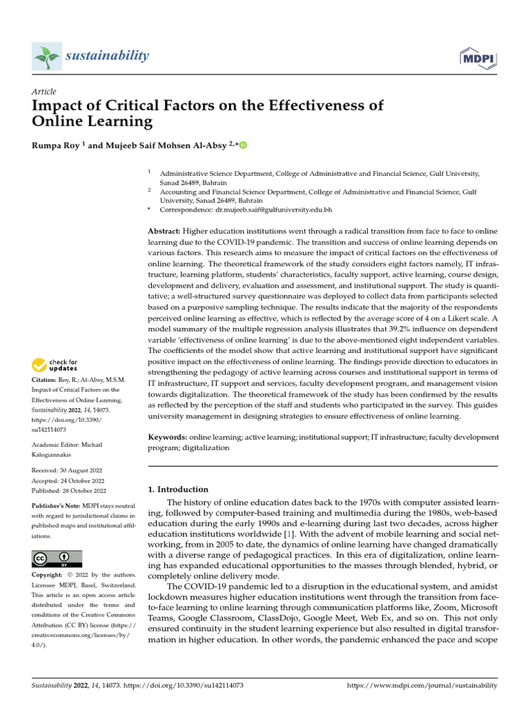 Impact of Critical Factors On The Effectiveness of Online 1r3ykv5p ...
