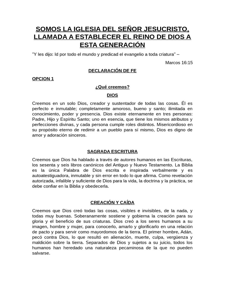 Creencias de la Iglesia del Señor Jesucristo | PDF | Cristo (título ...