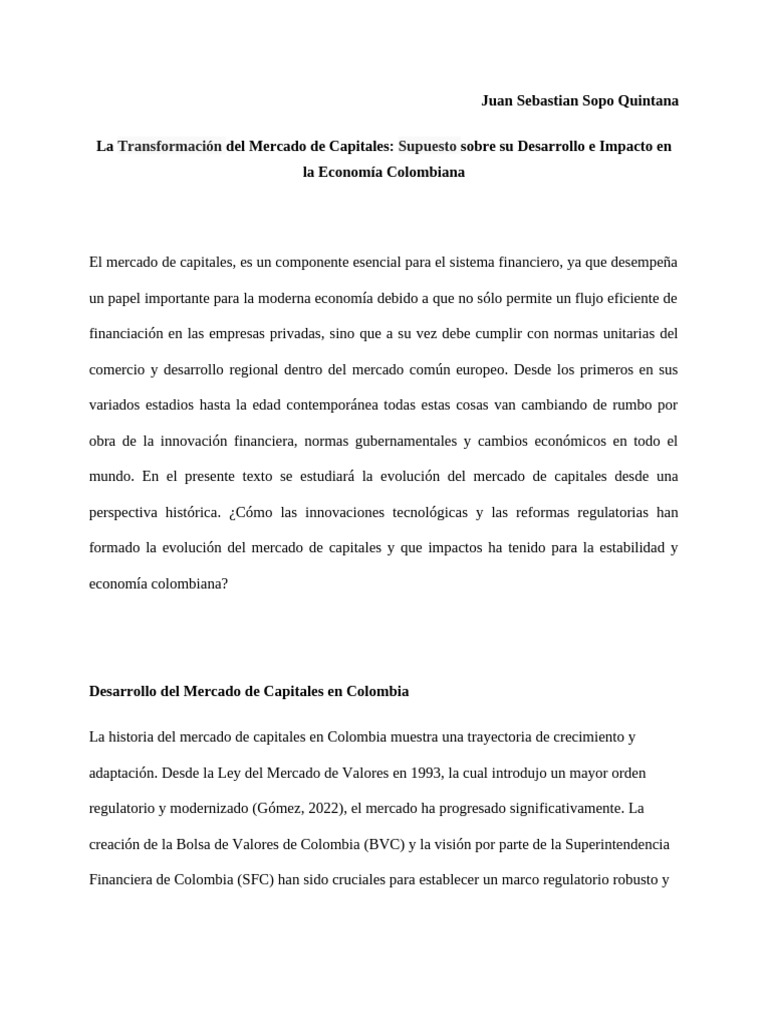 Evolución del Mercado de Capitales en Colombia | PDF | Mercado ...