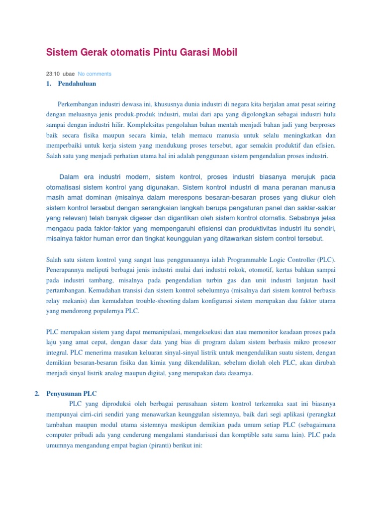 Sistem  Gerak Otomatis  Pintu  Garasi  Mobil  Sistem  Gerak Otomatis  Pintu  Garasi  Mobil