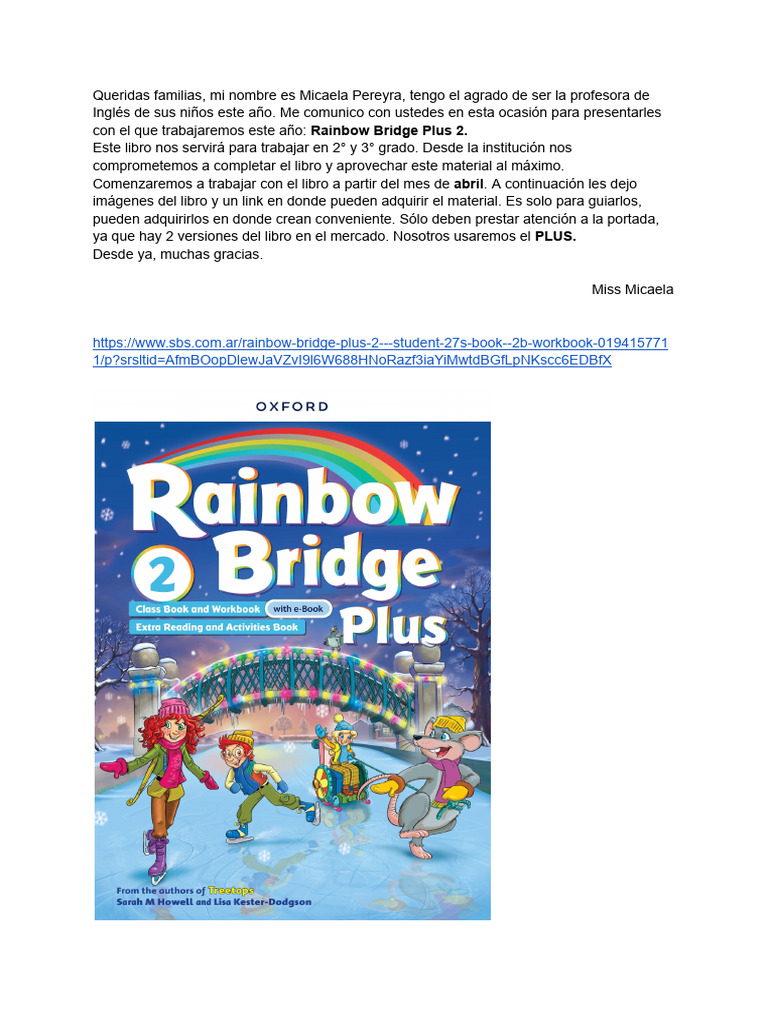 Presentación del libro Rainbow Bridge Plus 2 | PDF
