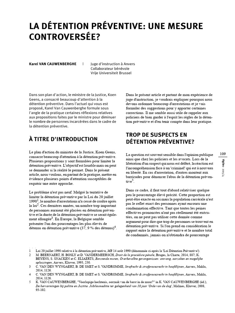 Détention préventive : enjeux et réflexions | PDF | Prison | Juge