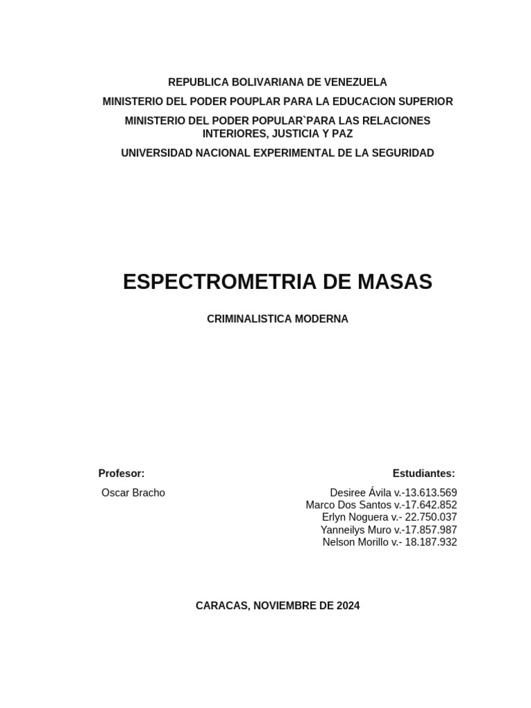 Espectrometría de Masas: Fundamentos y Técnicas | PDF | Espectrometría ...