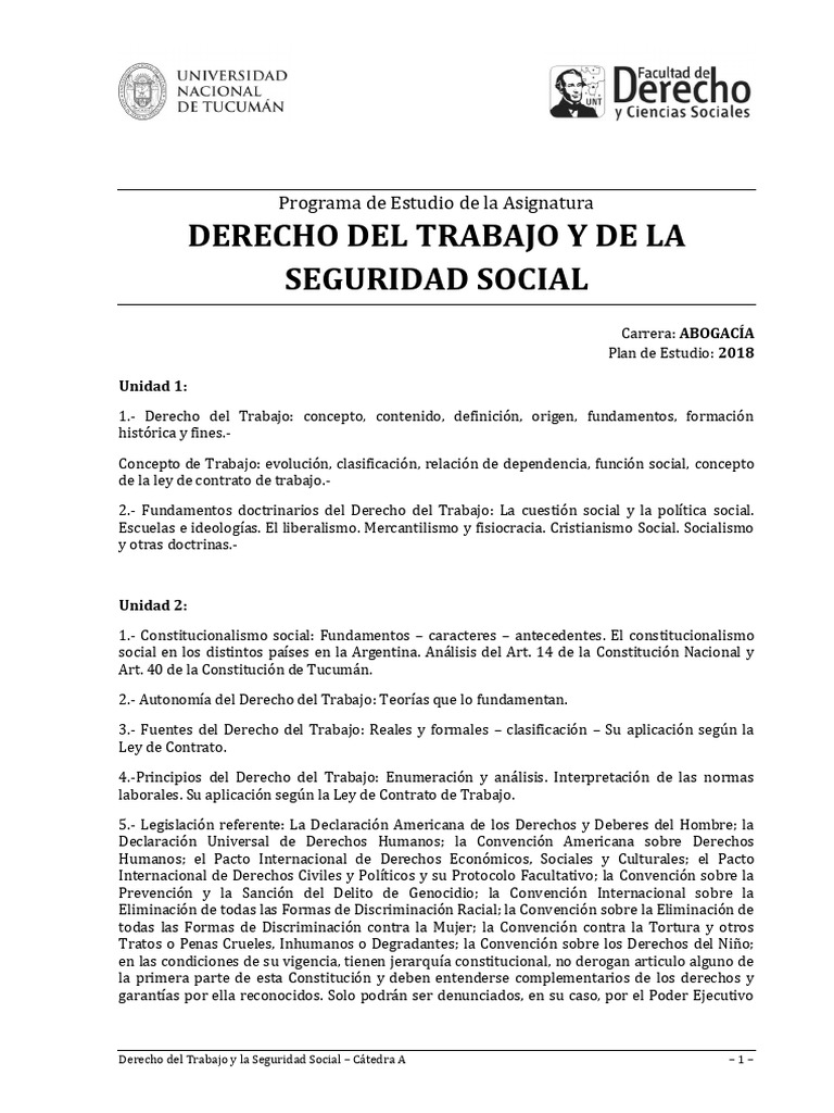Derecho Del Trabajo y de La Seguridad Social (CONEAU 2018) A | PDF ...