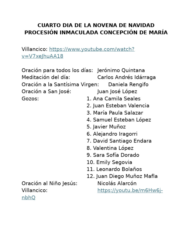 Cuarto Día de la Novena de Navidad | PDF | María, madre de Jesús | Amor