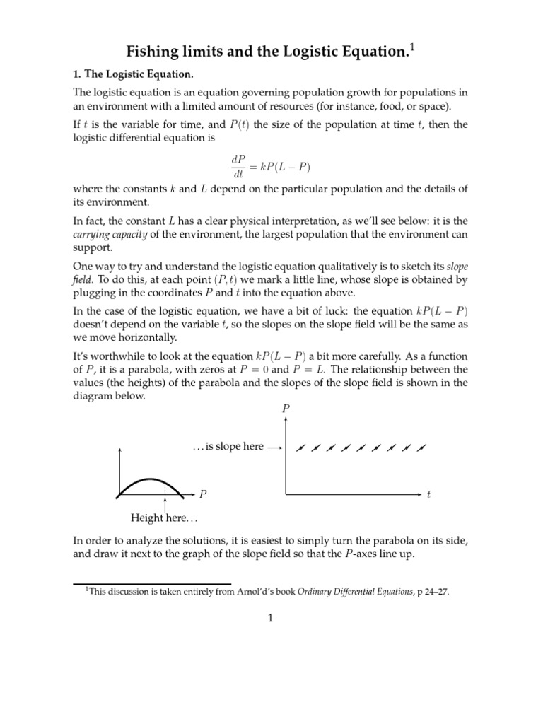 logistic differential equation - fish | PDF | Equations | Logistic Function