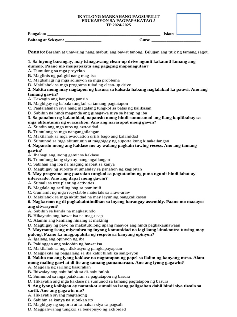 3rd PT ESP - To Print | PDF
