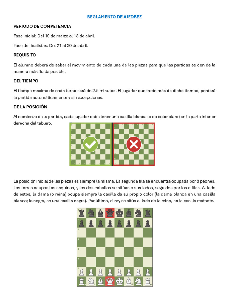 Reglamento del Torneo de Ajedrez 2025 | PDF | Ajedrez | Juegos de mesa