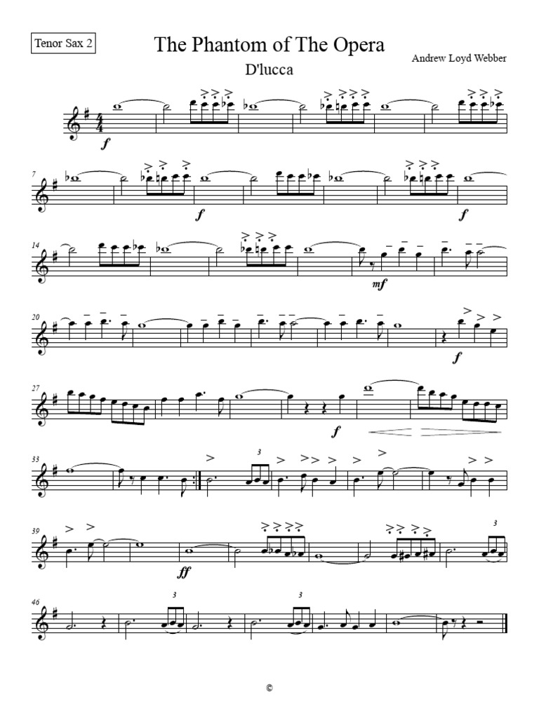 The Phantom of The Opera - Tenor Sax 2 | PDF