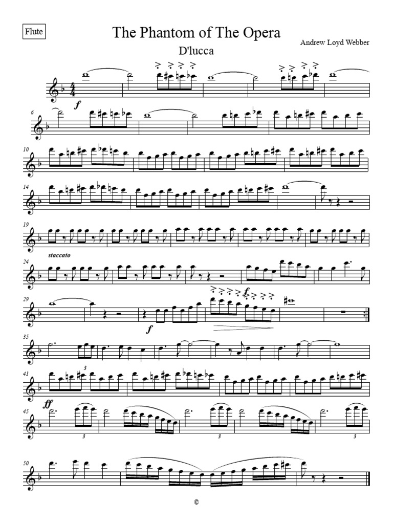 The Phantom of The Opera - Flute | PDF