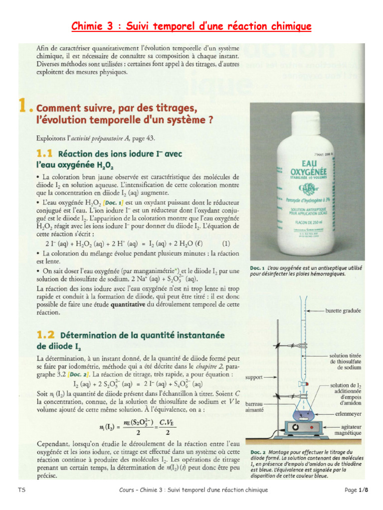 Suivi temporel d'une réaction chimique | PDF