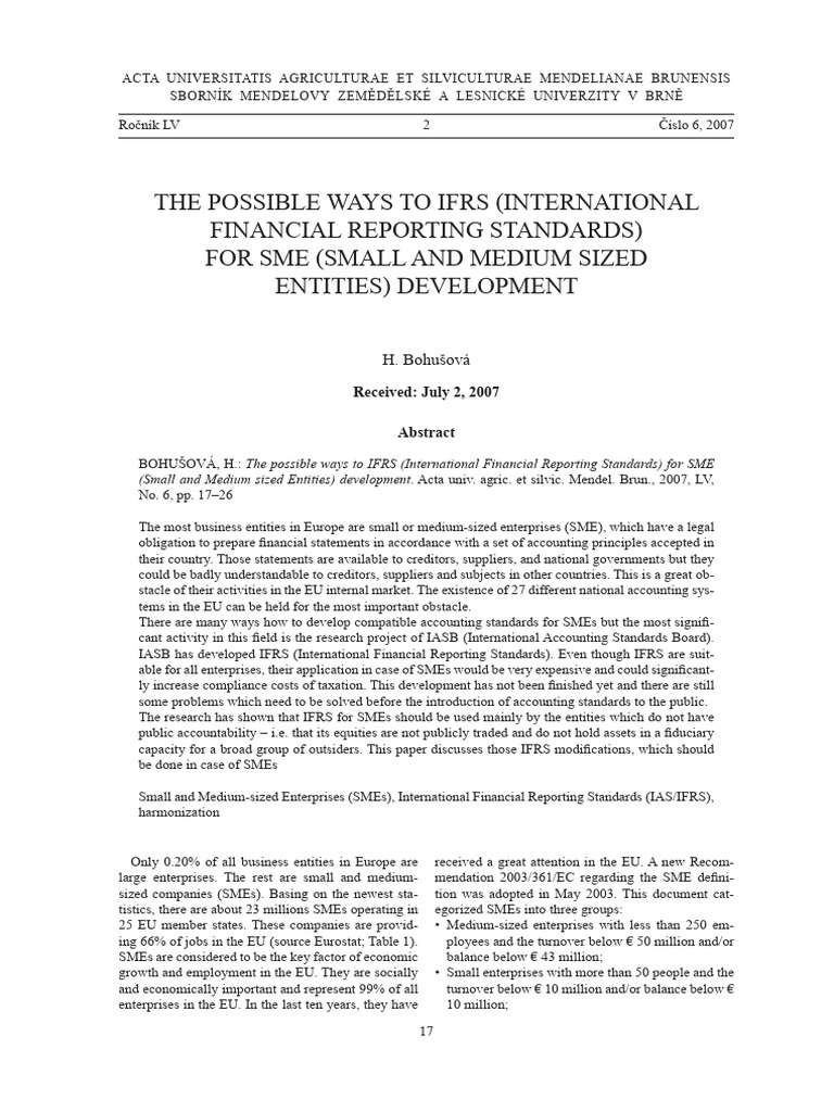 IFRS Development for SMEs in Europe | PDF | International Financial ...