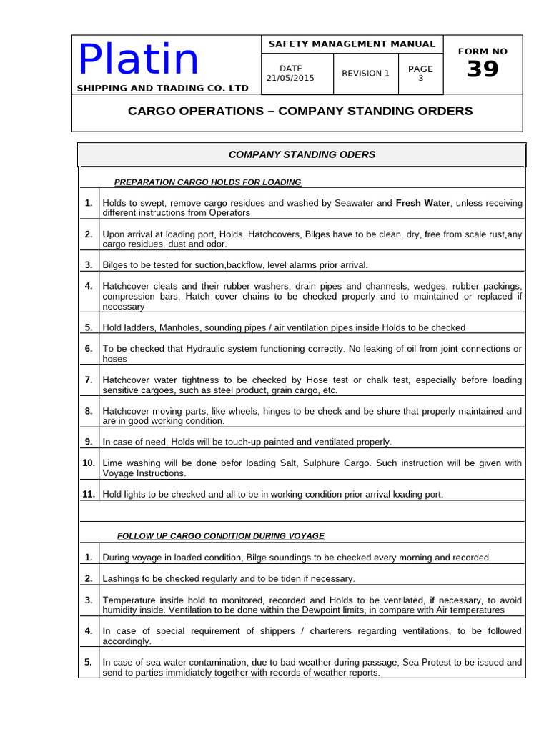 Cargo Operations Safety Manual | PDF | Cargo | Port