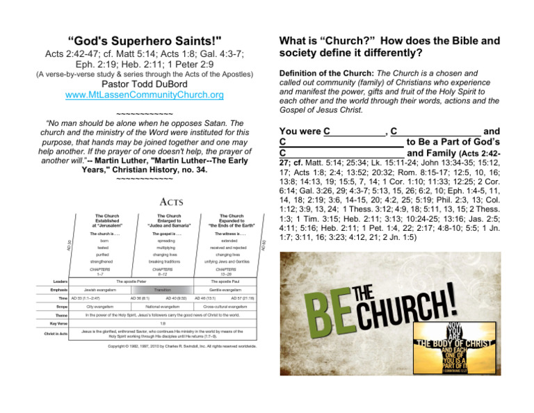 Acts of The Apostles - Acts 2.42 To 47.introduction - Sermon Notes ...