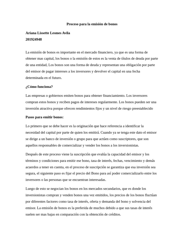 Proceso para La Emisión de Bonos | PDF | Inversiones | Bonos (Finanzas)
