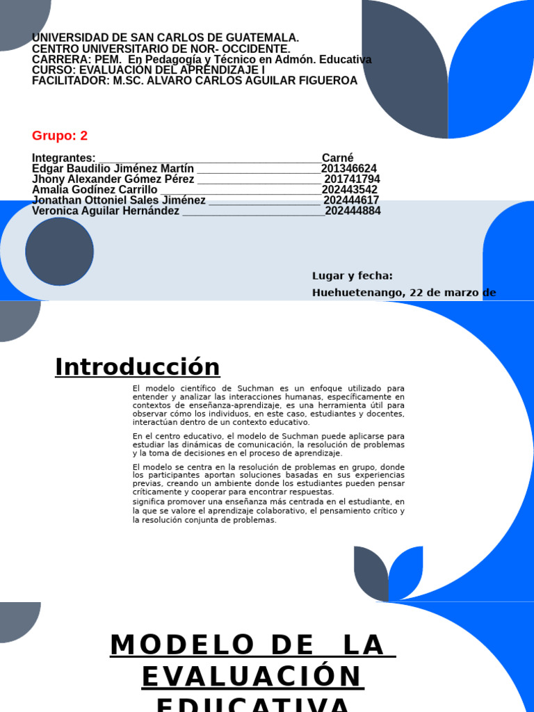 METODO SUCHMAN GRUPO 2 | PDF | Evaluación | Enseñando