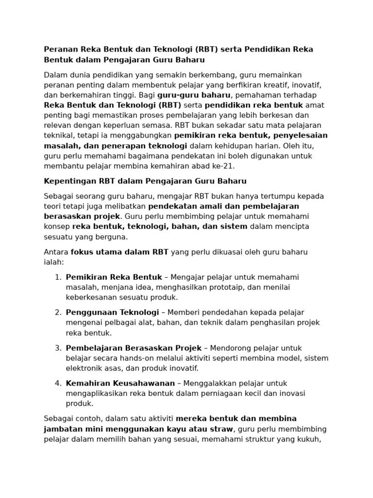 RBT dan Pendidikan Reka Bentuk untuk Guru | PDF