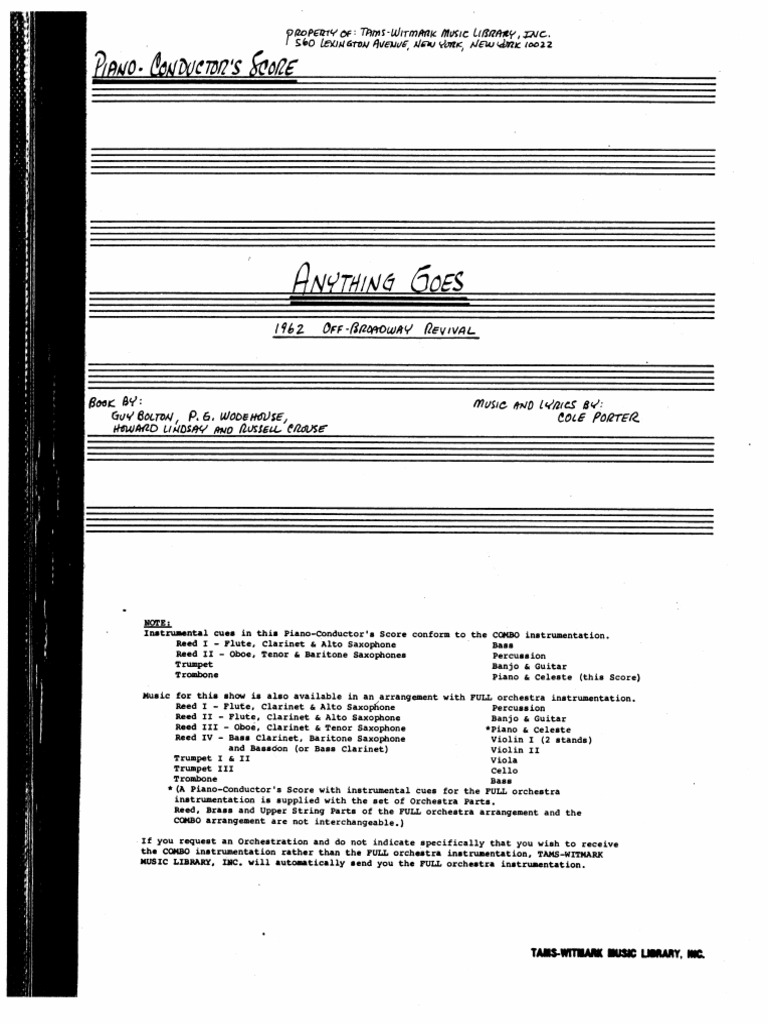 Anything Goes (1962 Off-Broadway) | PDF
