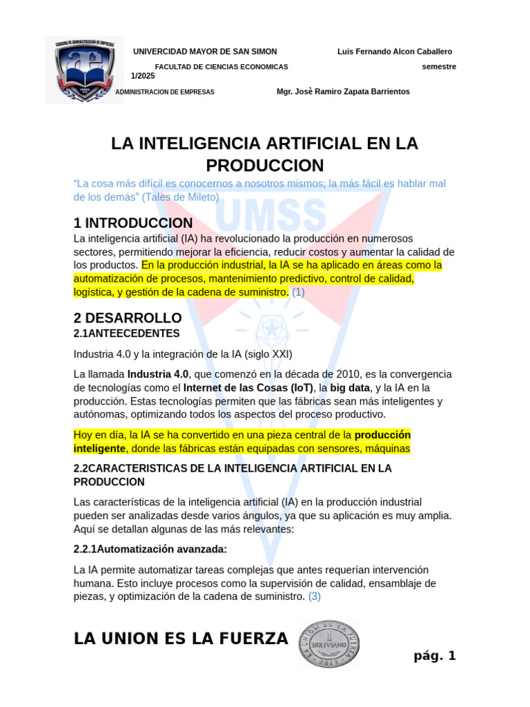 Impacto de la IA en la Producción Industrial | PDF | Inteligencia ...