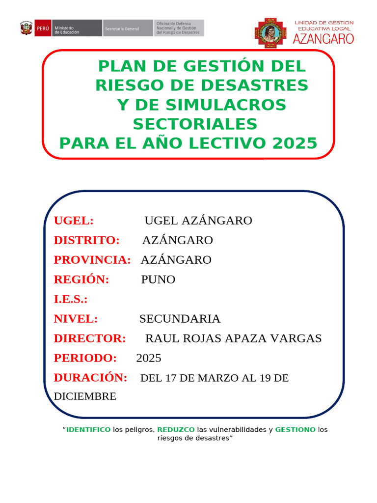 Plan de Gestión de Riesgos 2025 | PDF | Radiación