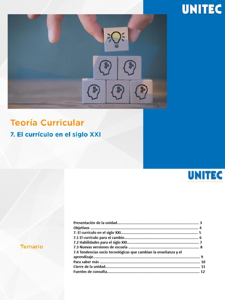 Teoría Curricular - Unidad 7a | PDF | Plan de estudios | Aprendizaje