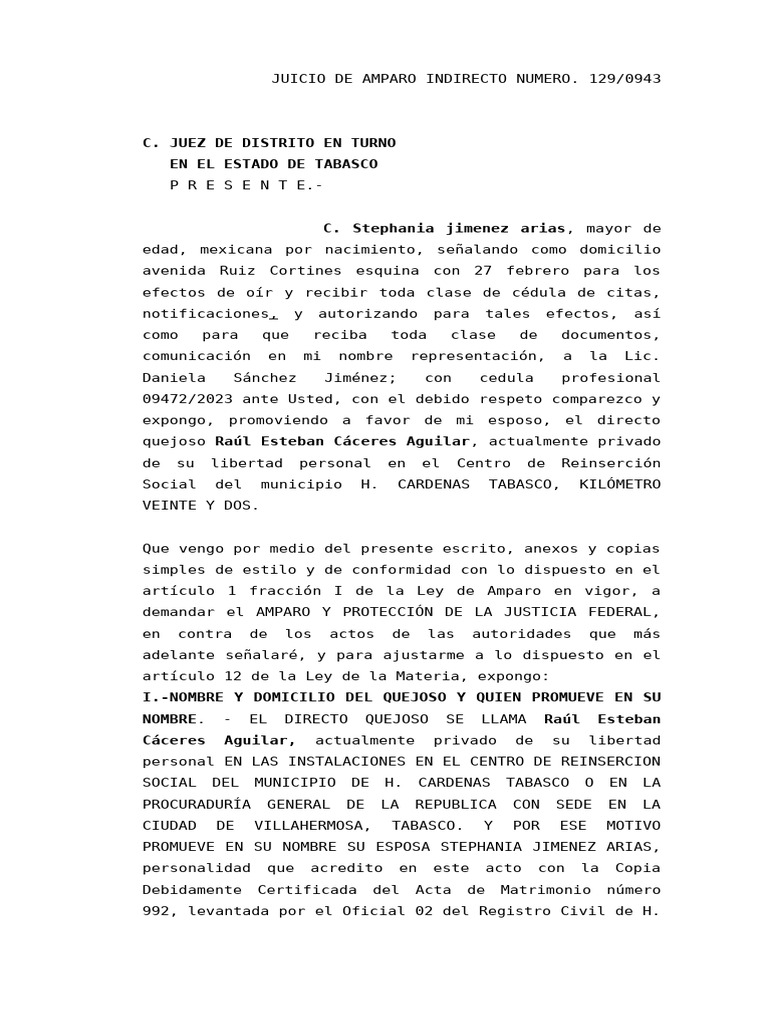 Amparo Indirecto por Privación de Libertad | PDF | Justicia | Crimen y ...