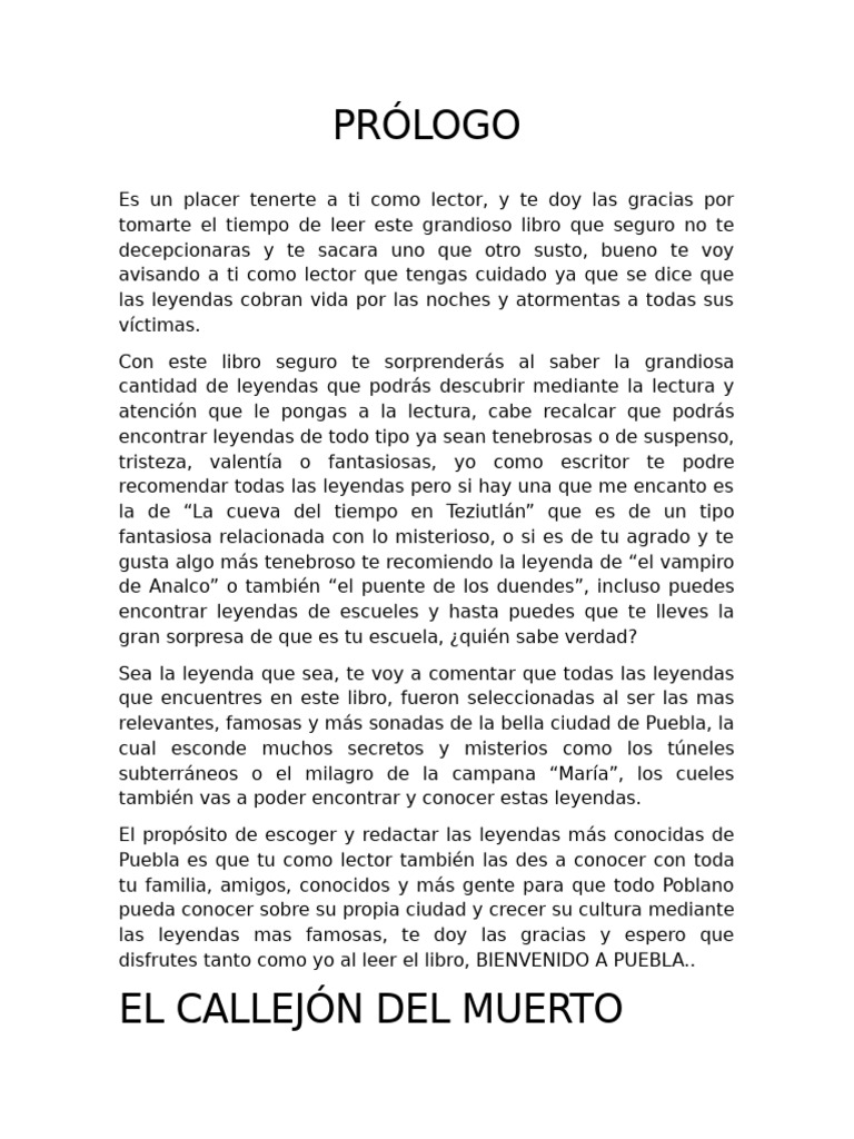 Prólogo de Leyendas de Puebla | PDF