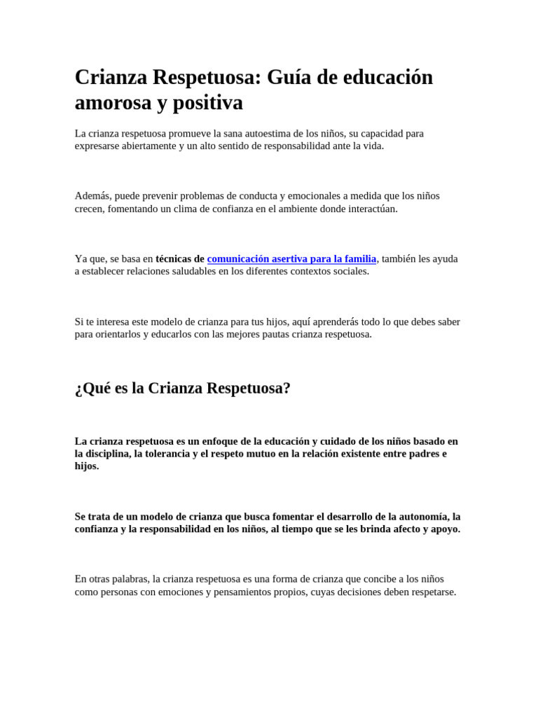 Guía de Crianza Respetuosa y Positiva | PDF | Paternidad/maternidad ...