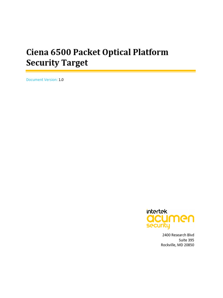 Ciena 6500 Packet Optical Platform Security Target | PDF | Security ...
