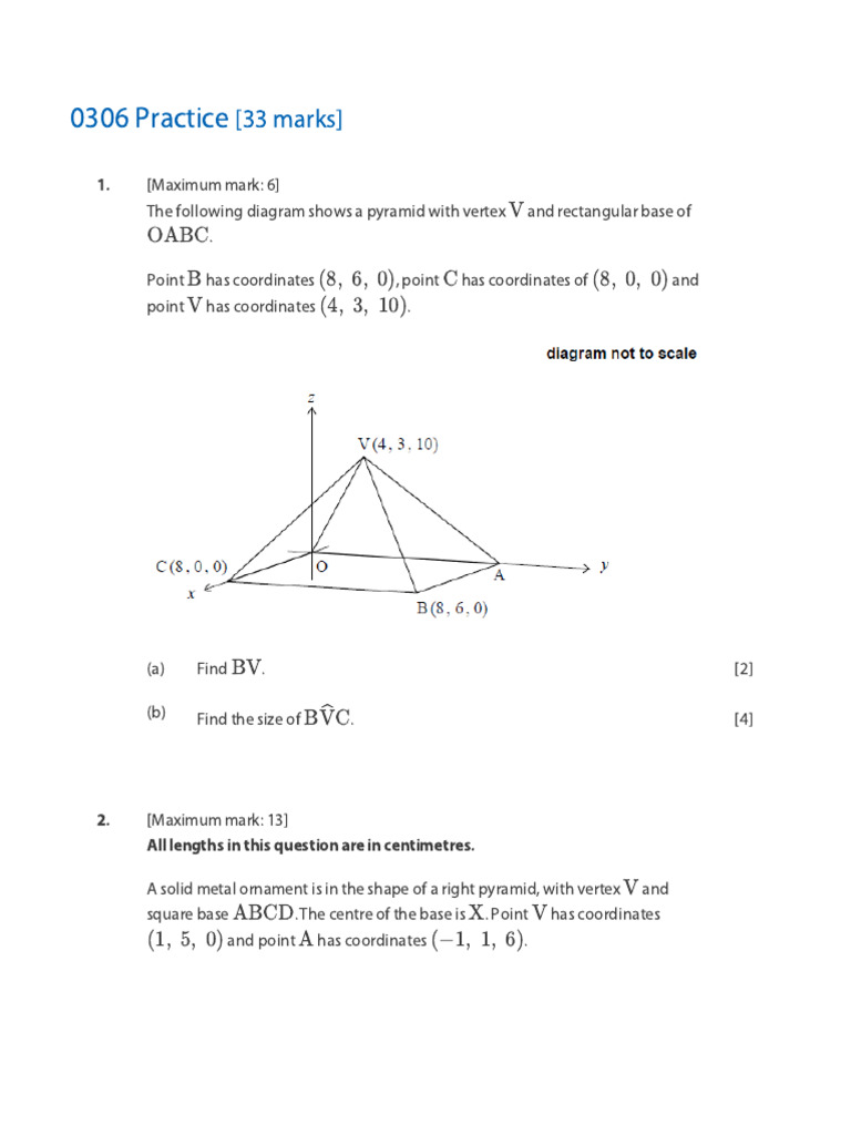 Three-Dimensional Geometry Practice | PDF | Area | Triangle