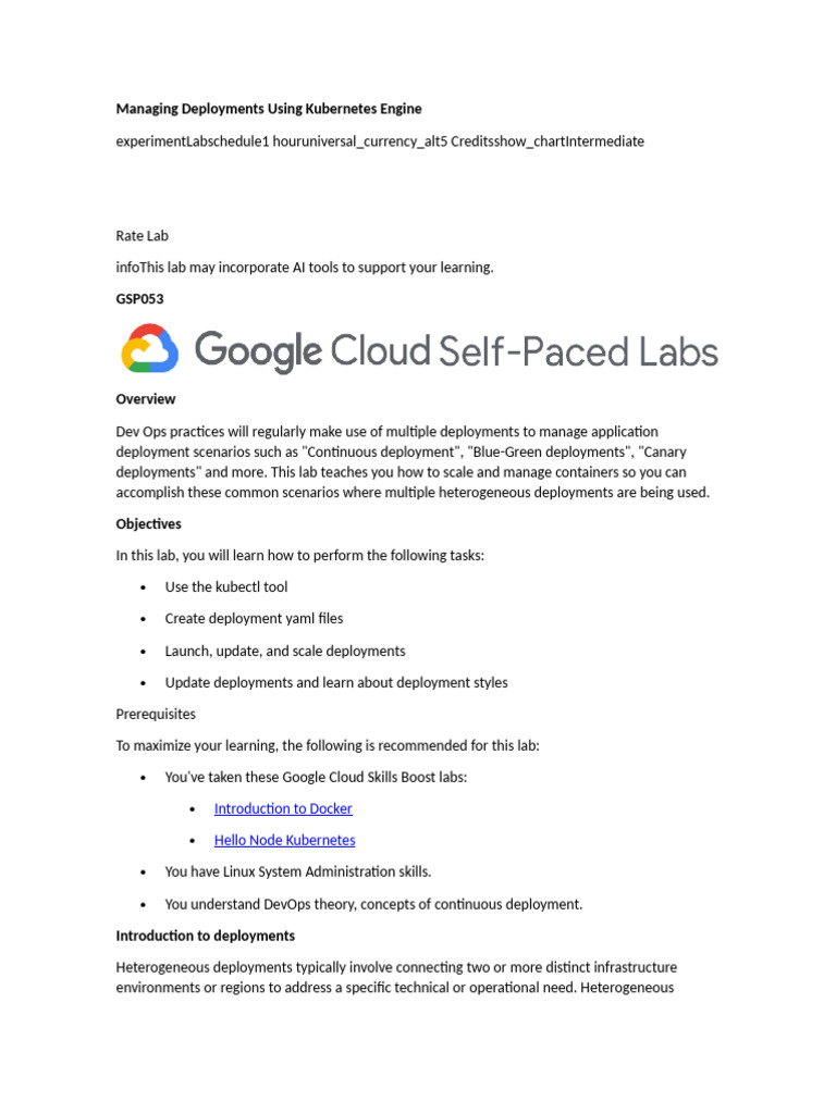 Managing Kubernetes Deployments Lab | PDF | Command Line Interface ...