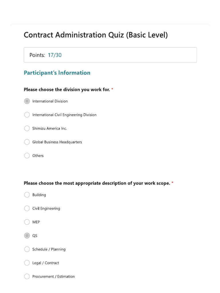 FIDIC Quiz | PDF