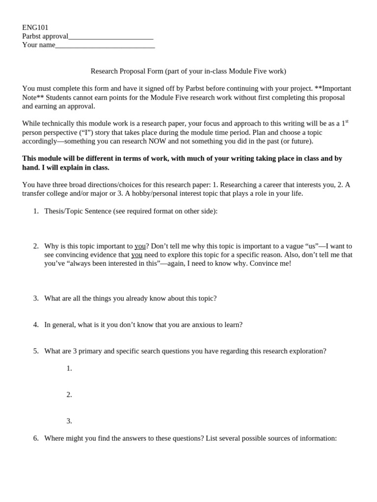 ENG101 Research Proposal Guidelines | PDF | Cognition | Science