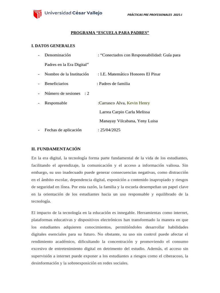 Programa de Escuela para Padres 2025 | PDF | La seguridad informática ...